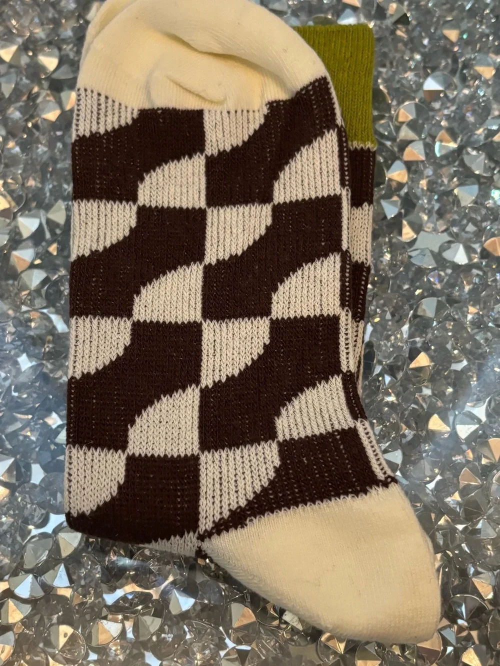 Vivienne Westwood Orb Checkerboard Crew Socks | Brown & Cream | One Size | Rare